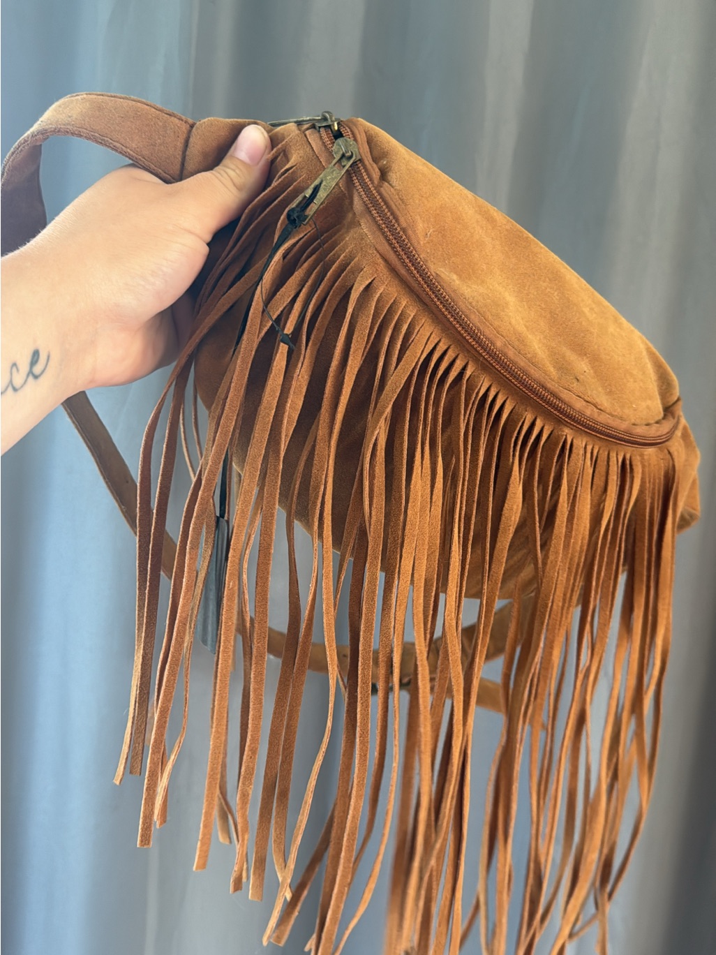 Fringe Suede Crossbody Bag - Tan